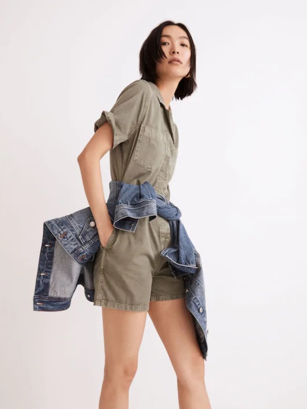 Madewell Olive Green Utility Romper